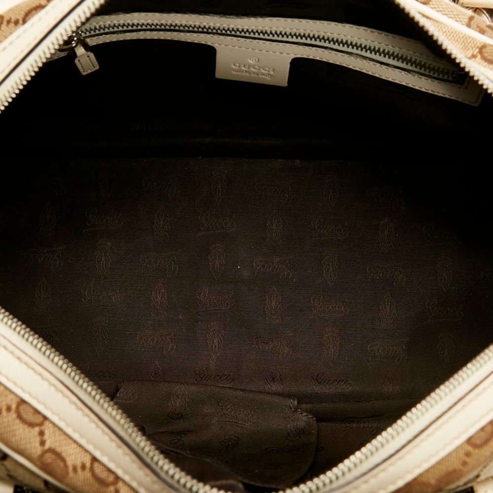 GUCCI GG Canvas Twins Tote Bag Handbag 232958 Beige White Leather Ladies - Picture 6 of 10